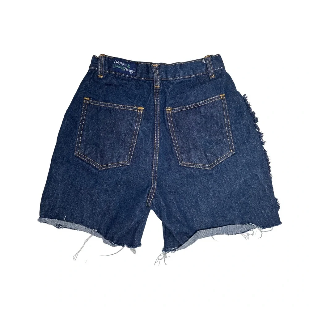 Vintage 90s Daddy's Money High Rise Denim Shorts Women's Sz‎ 7 Dark Wash Frayed